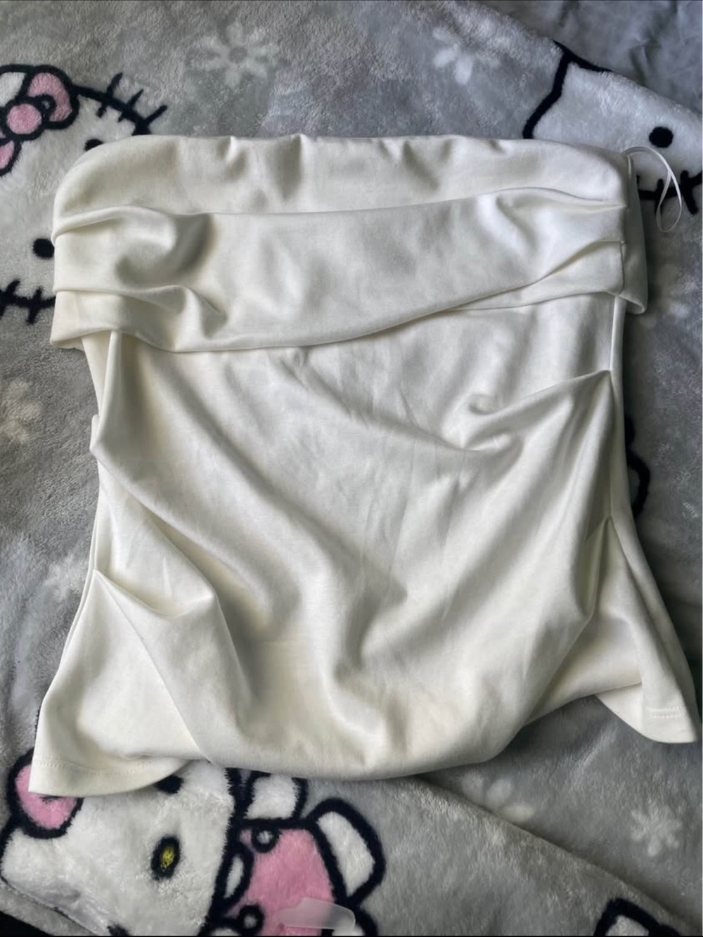 White Strapless Bandeau Top
